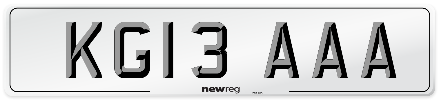 KG13 AAA Number Plate from New Reg